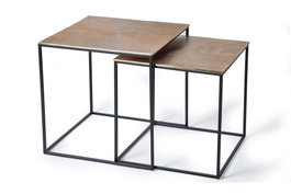 Giner Y Colomer Lote de 2 Mesas Centro Nido Metal Bronce Negro 56x55x55cm